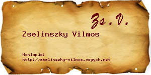 Zselinszky Vilmos névjegykártya